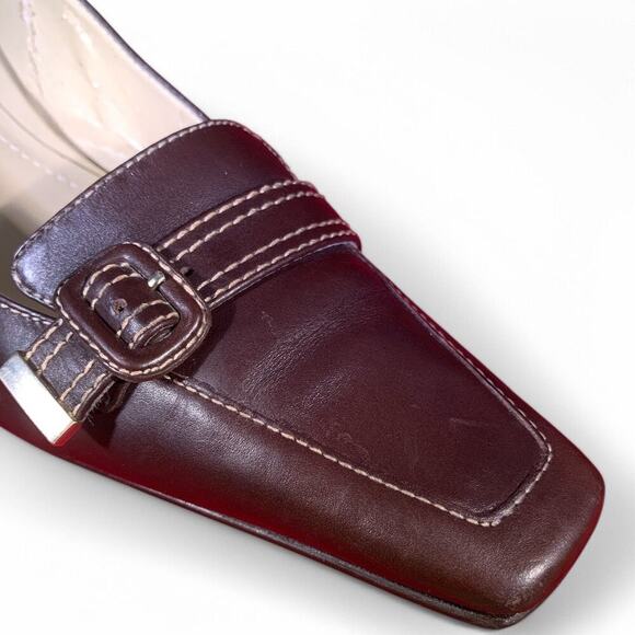 Ann Taylor Women's Size 10M Brown Leather Square Toed 2" Kitten Heels - Picture 2 of 4